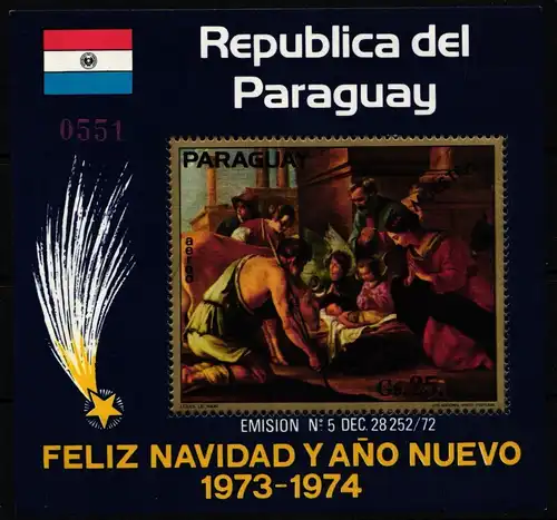 Paraguay Block 218 postfrisch Weihnachten, Muster #ND291