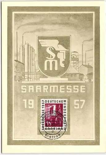 Saarland 400 auf Postkarte Maximumkarte mit ESt #NG548