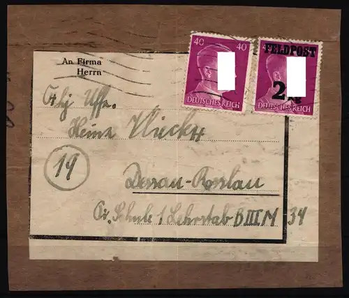 Deutsches Reich Feldpost 3 auf Brief Päckchenaus., Attest Gabisch BPP #NG570