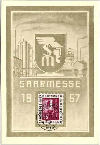 Saarland 400 auf Postkarte Maximumkarte mit ESt #NG546