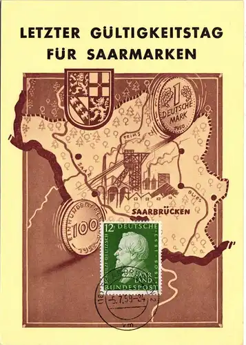 Saarland 438 auf Postkarte Maximumkarte #NG539