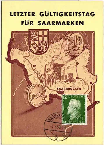 Saarland 438 auf Postkarte Maximumkarte #NG538