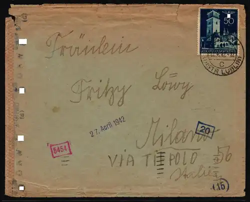 Generalgouvernement 48 auf Brief als seltene Auslandsfrankatur #NG587