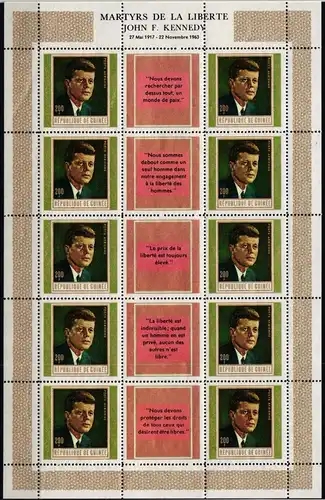 Guinea 511 postfrisch als Kleinbogen, John F. Kennedy #ND360