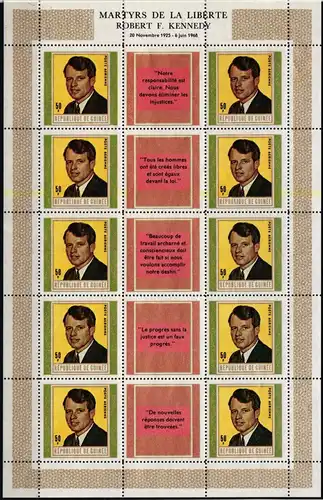 Guinea 509 postfrisch als Kleinbogen, Robert F. Kennedy #ND358