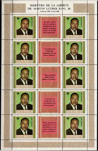 Guinea 510 postfrisch als Kleinbogen, Martin Luther King #ND357