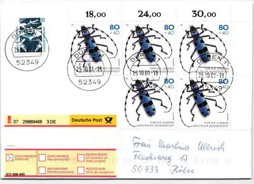 BRD Bund 1666 auf Brief als Mehrfachfrankatur vom Ersttag #NH075