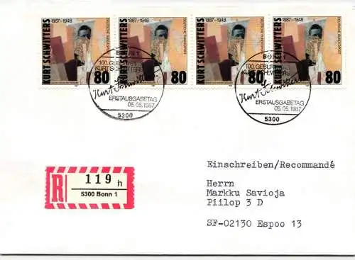 BRD Bund 1326 auf Brief als Mehrfachfrankatur vom Ersttag #NH029
