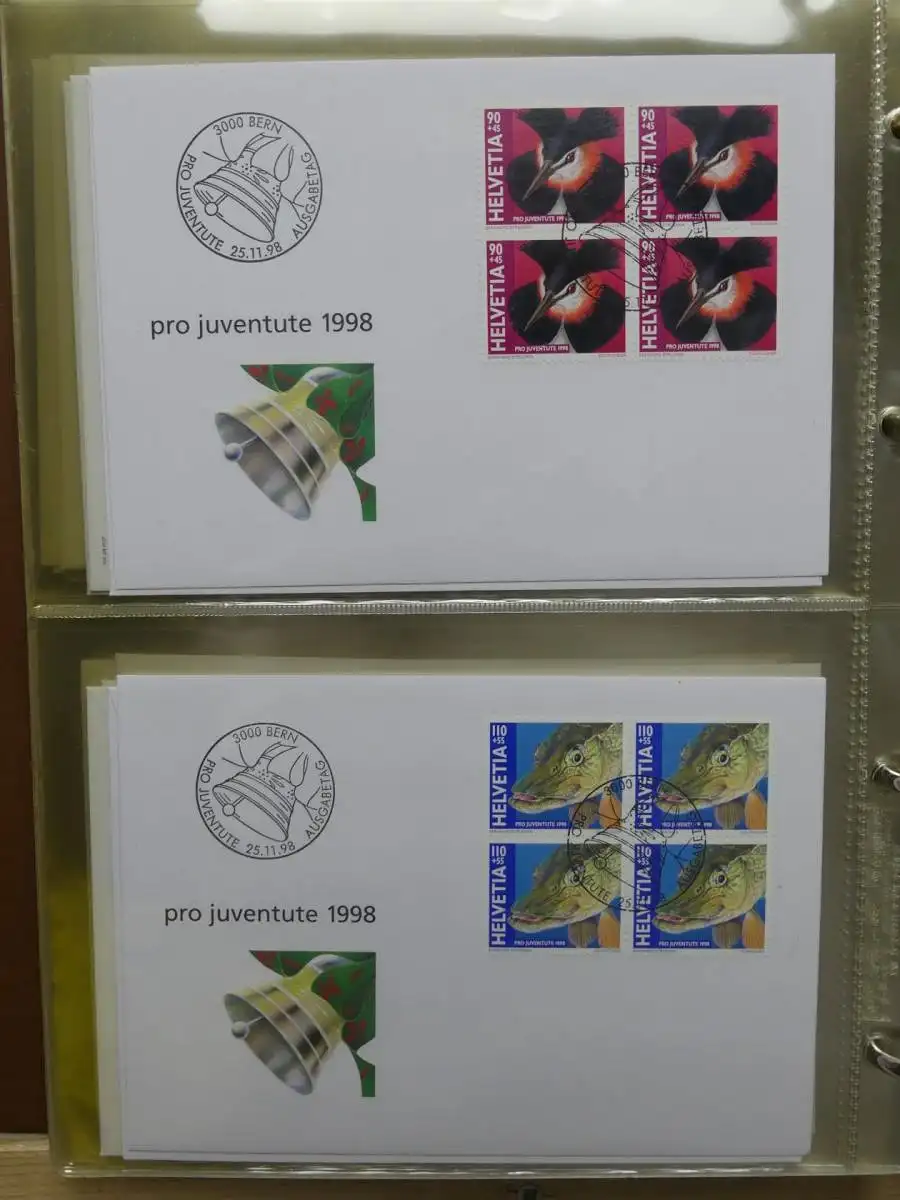 Schweiz Sammlung ab 1997 nur FDC Ersttagsbriefe einzeln und Viererblocks #LW849