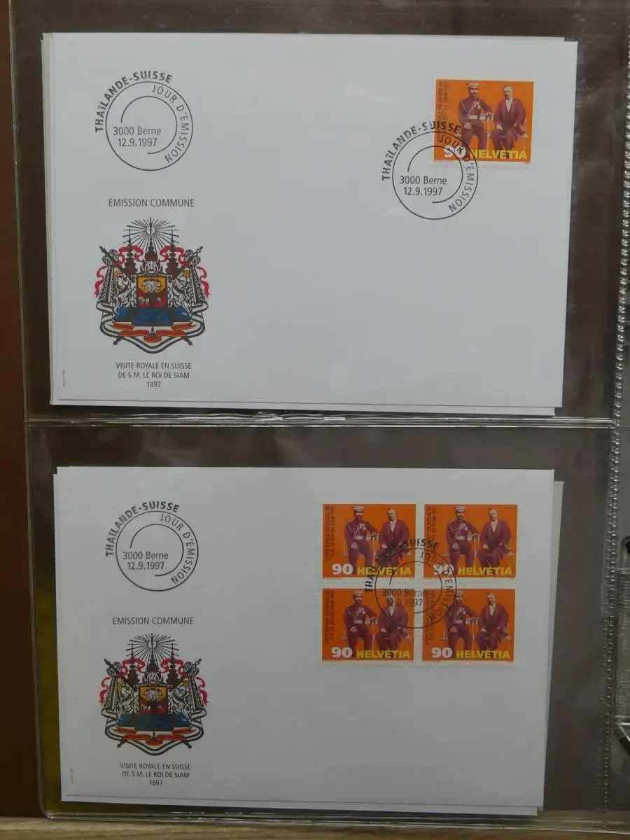 Schweiz Sammlung ab 1997 nur FDC Ersttagsbriefe einzeln und Viererblocks #LW849