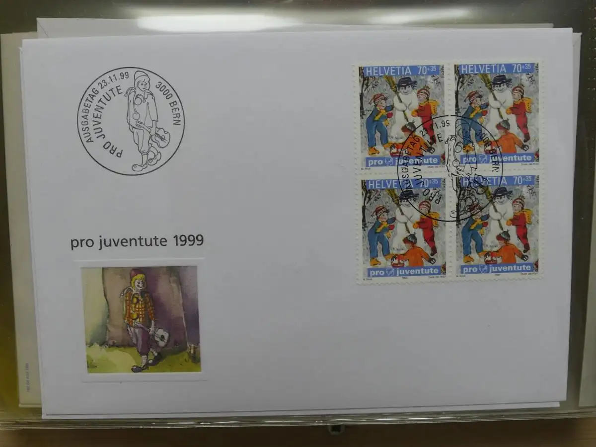 Schweiz Sammlung ab 1997 nur FDC Ersttagsbriefe einzeln und Viererblocks #LW849