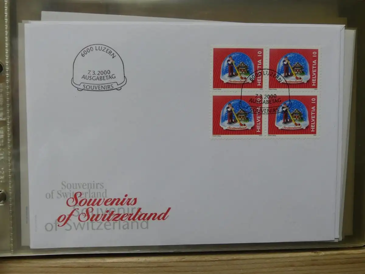 Schweiz Sammlung ab 1997 nur FDC Ersttagsbriefe einzeln und Viererblocks #LW849