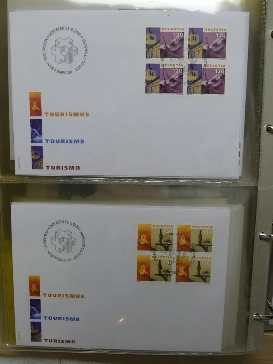 Schweiz Sammlung ab 1997 nur FDC Ersttagsbriefe einzeln und Viererblocks #LW849