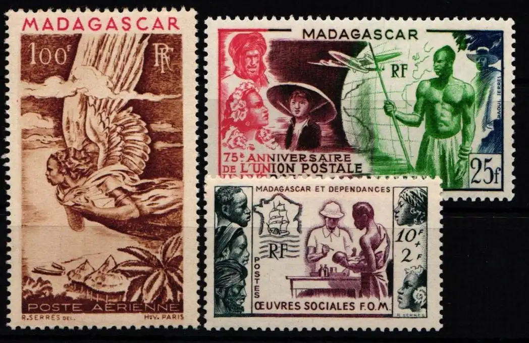 Madagaskar Jahrgang 1948, 1949 und 1950 postfrisch #NH589
