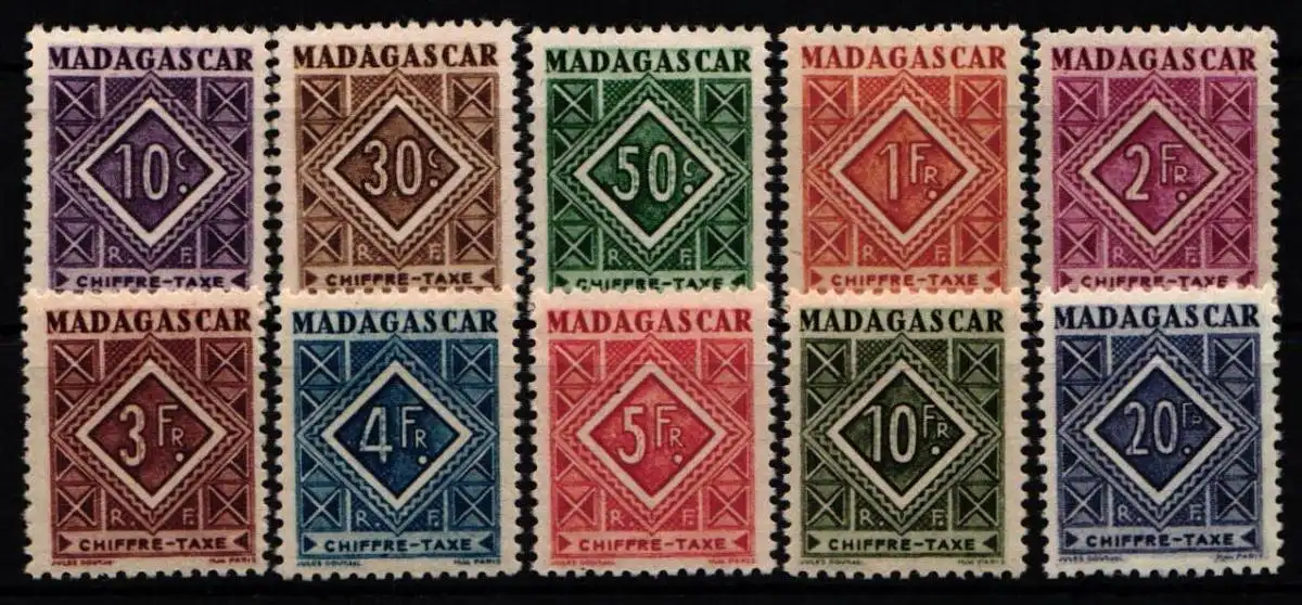Madagaskar Portomarken 31-40 postfrisch #NH662