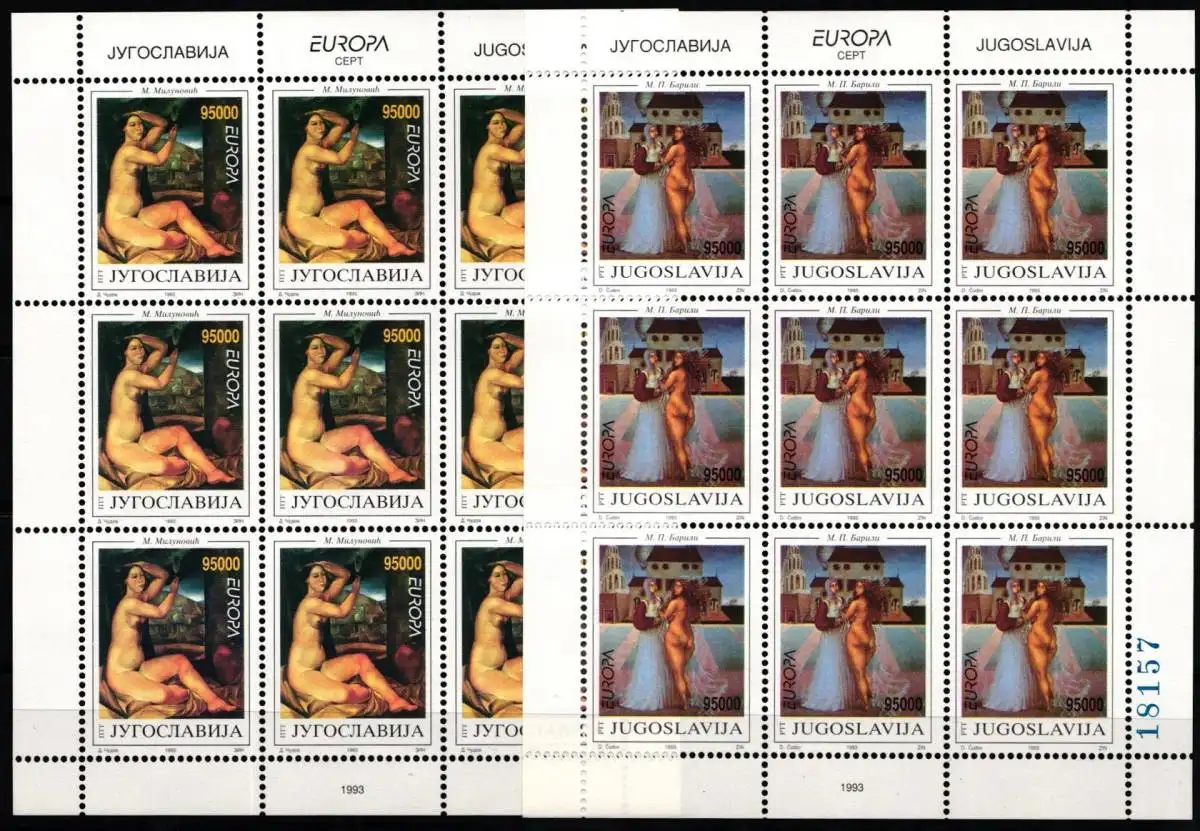 Jugoslawien 2603-2604 postfrisch als Kleinbögen, Cept #NE565