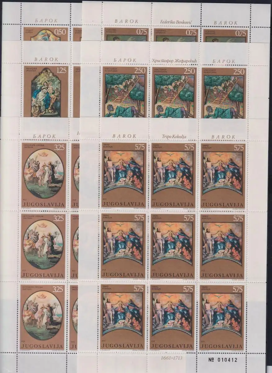 Jugoslawien 1400-1405 postfrisch als Kleinbögen, Kunst #NE632