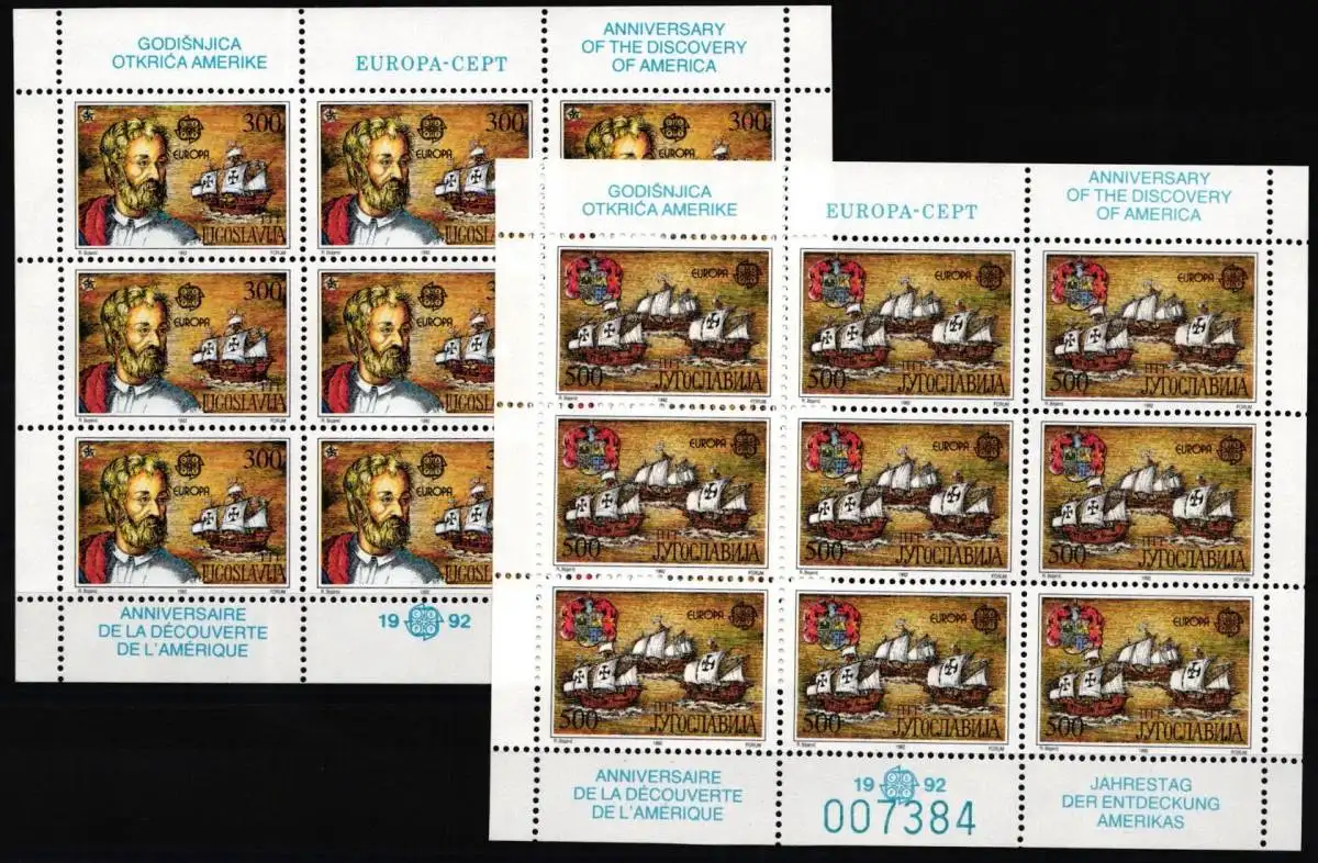 Jugoslawien 2534-2535 postfrisch als Kleinbögen, Cept #NE618