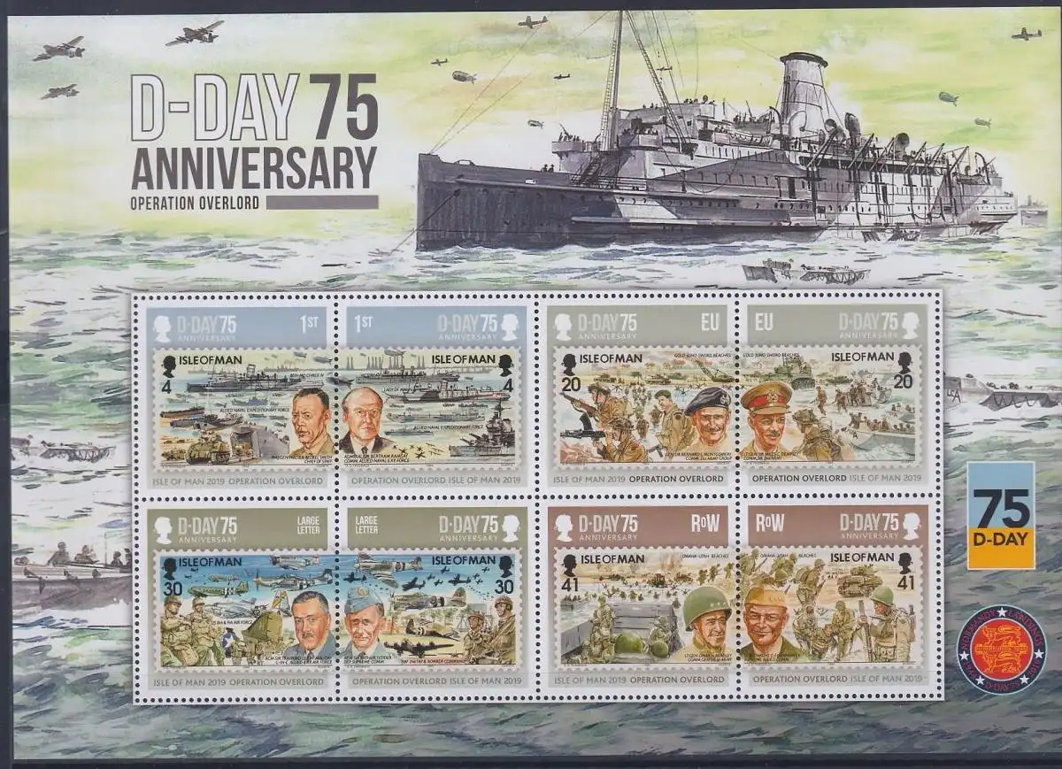 Isle of Man 2465-2472 postfrisch als ZD-Bogen, D-Day #NE651