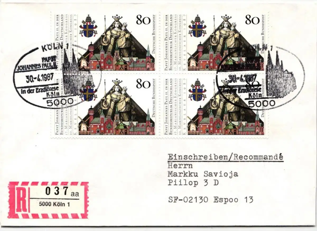 BRD Bund 1320 auf Brief als Mehrfachfrankatur vom Ersttag #NH085