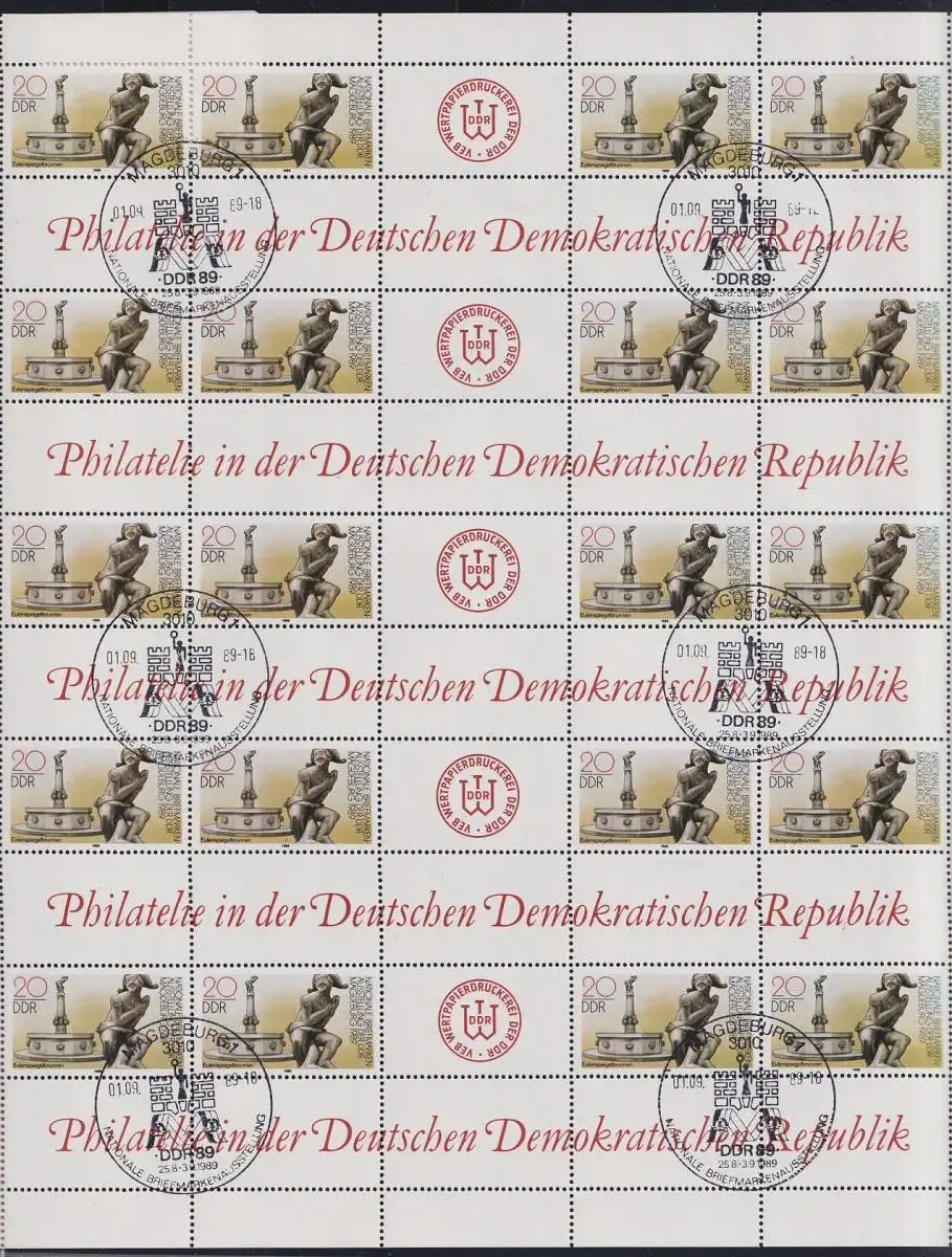 DDR ZD-Bogen 3265, gestempelt mit SSt Magdeburg 1.9.1989 #NE178