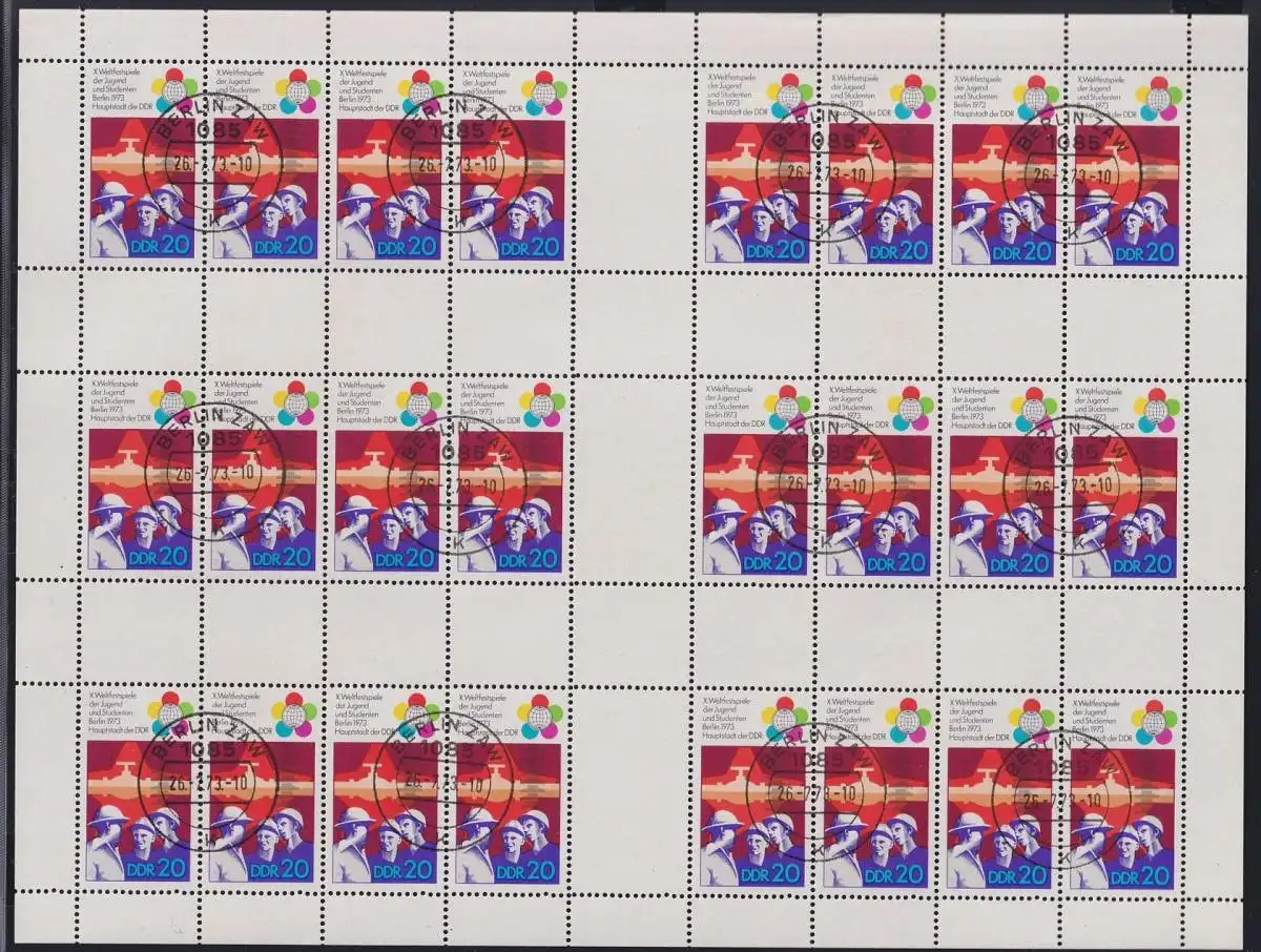 DDR Markenheftchenbogen MHB 17 A gestempelt BERLIN ZAW mit 2mal PLF 1864I #NE215