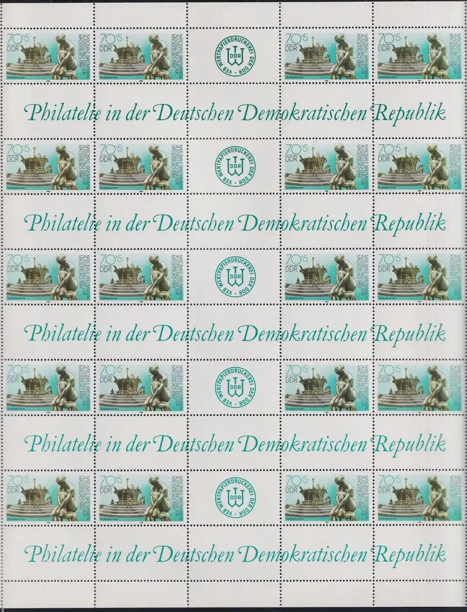 DDR ZD-Bogen 3266, postfrisch , 4x5 mit Zwischenstegen #NE182