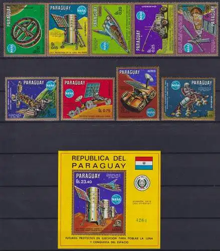 Paraguay Block 147 + 2069-2077 postfrisch Raumfahrt #ND227