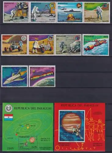 Paraguay Block 211-212 + 2499-2508 postfrisch Raumfahrt #ND226