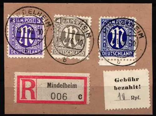 Deutsche Lokalausgaben Mindelheim 1 w gestempelt auf Briefstück #NG714