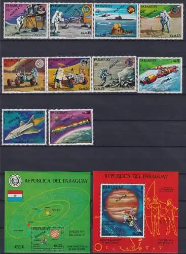 Paraguay Block 211-212 + 2499-2508 postfrisch Raumfahrt, Muster #ND225