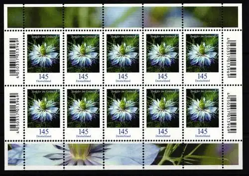 BRD 3351 postfrisch als Kleinbogen mit EAN, Dauerserie Blumen, Nominale #GL515