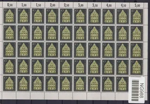 BRD Bund 279 inkl. PF I postfrisch als Bogen, Plattenfehler (Feld 31) #NG988