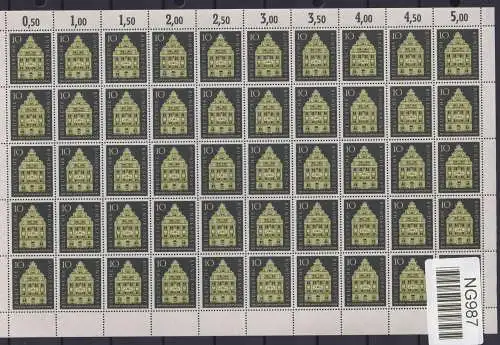 BRD Bund 279 inkl. PF I postfrisch als Bogen, Plattenfehler (Feld 31) #NG987