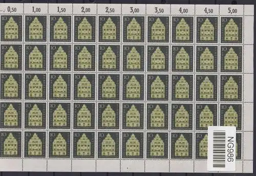 BRD Bund 279 inkl. PF I postfrisch als Bogen, Plattenfehler (Feld 31) #NG986
