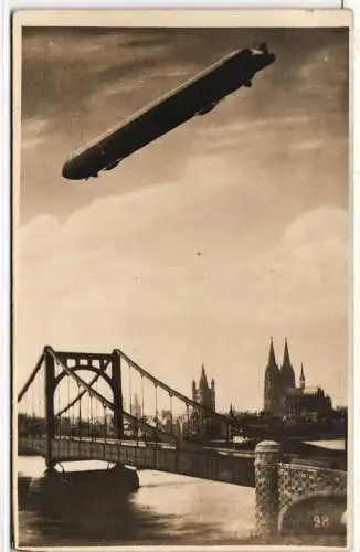 Deutsches Reich auf Postkarte Zeppelin über Köln ungelaufen #NJ049