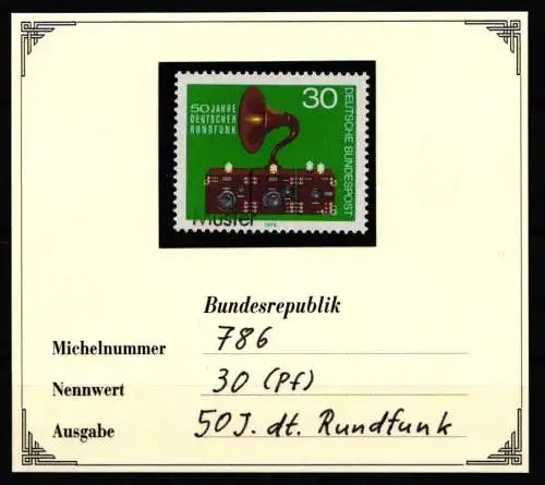 BRD Bund 786 postfrisch Mustermarke #NJ266