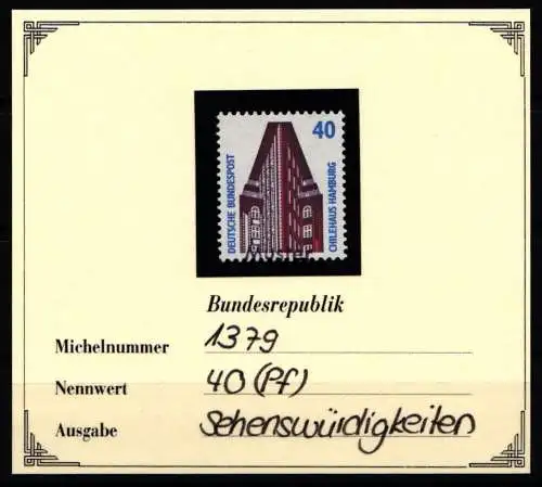 BRD Bund 1379 postfrisch Mustermarke #NJ284