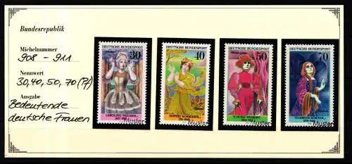 BRD Bund 908-911 postfrisch Mustermarke #NJ294