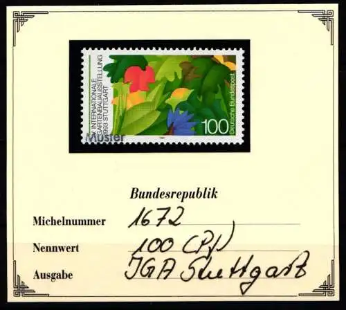 BRD Bund 1672 postfrisch Mustermarke #NJ273