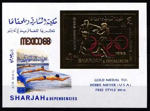 Sharjah Block 46 B postfrisch Boxen Olympiade Mexiko 1968 #NA477