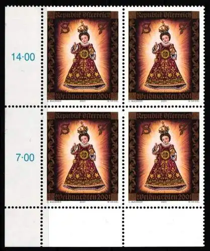 Österreich Viererblock 2362 postfrisch Weihnachten #NA505
