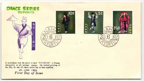 Ryukyu-Inseln FDC 105-107 als Ersttagsbrief #NI426