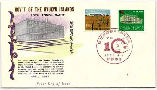 Ryukyu-Inseln FDC 120-121 als Ersttagsbrief #NI422