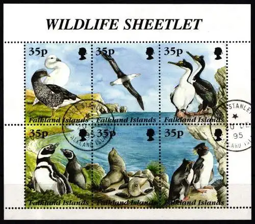 Falkland Inseln Kleinbogen 653- 658 gestempelt Vögel #NI557