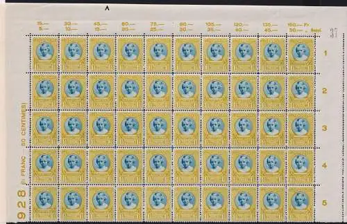 Luxemburg 208-212 postfrisch 100 Sätze in Bogenteilen, 1.500,- KW #NJ459