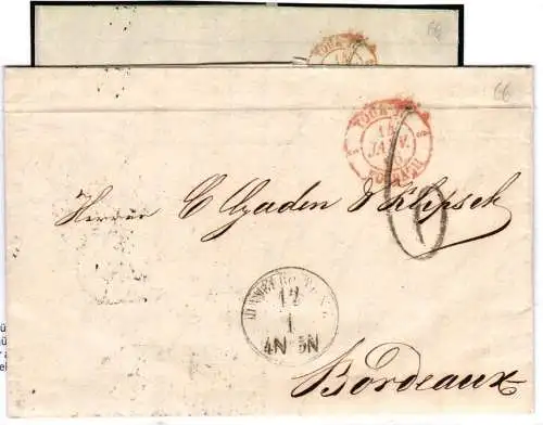 Thurn und Taxis Vorphila Portobrief nach Bordeaux, Befund Sem BPP #NJ479