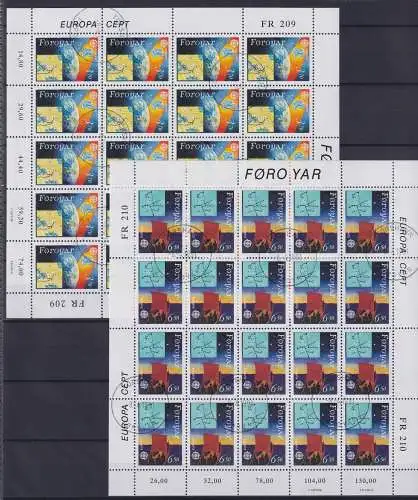 Färöer 215-216 gestempelt mit EST, als Kleinbögen, Cept #NF302