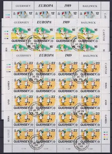 Guernsey 449-451 gestempelt mit EST, als Kleinbögen, Cept #NF289