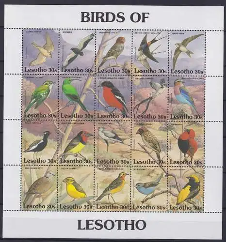 Lesotho 945-964 postfrisch als Zd-Bogen, Vögel #NF279